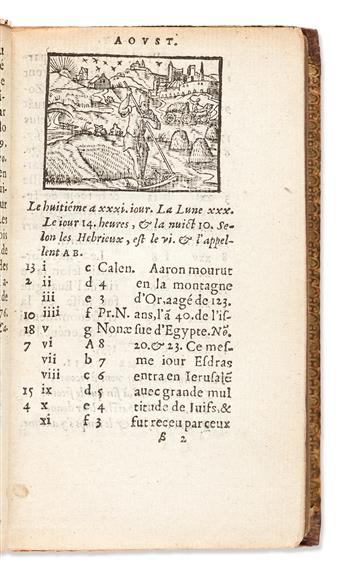 Bible, New Testament, French, with Rare Illustrated Calendar. Calendrier Historial, & Lunaire.